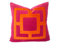Fuchsia Pink and Orange Square Velvet Applique Pillow Cover