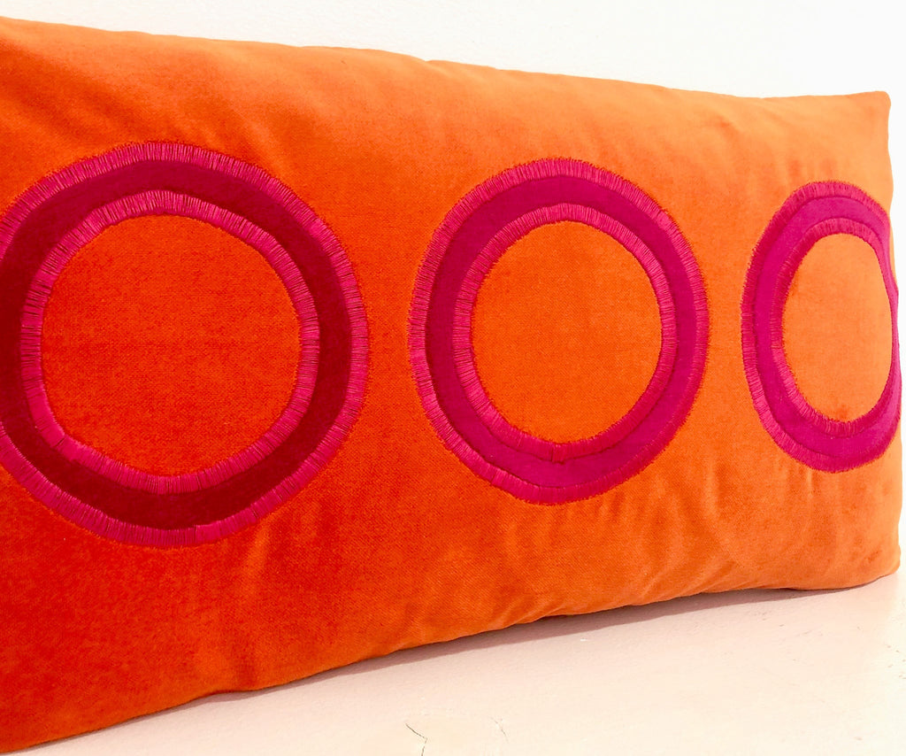 Orange and Fuchsia Circle Pillow Cover