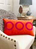 Orange and Fuchsia Circle Pillow Cover