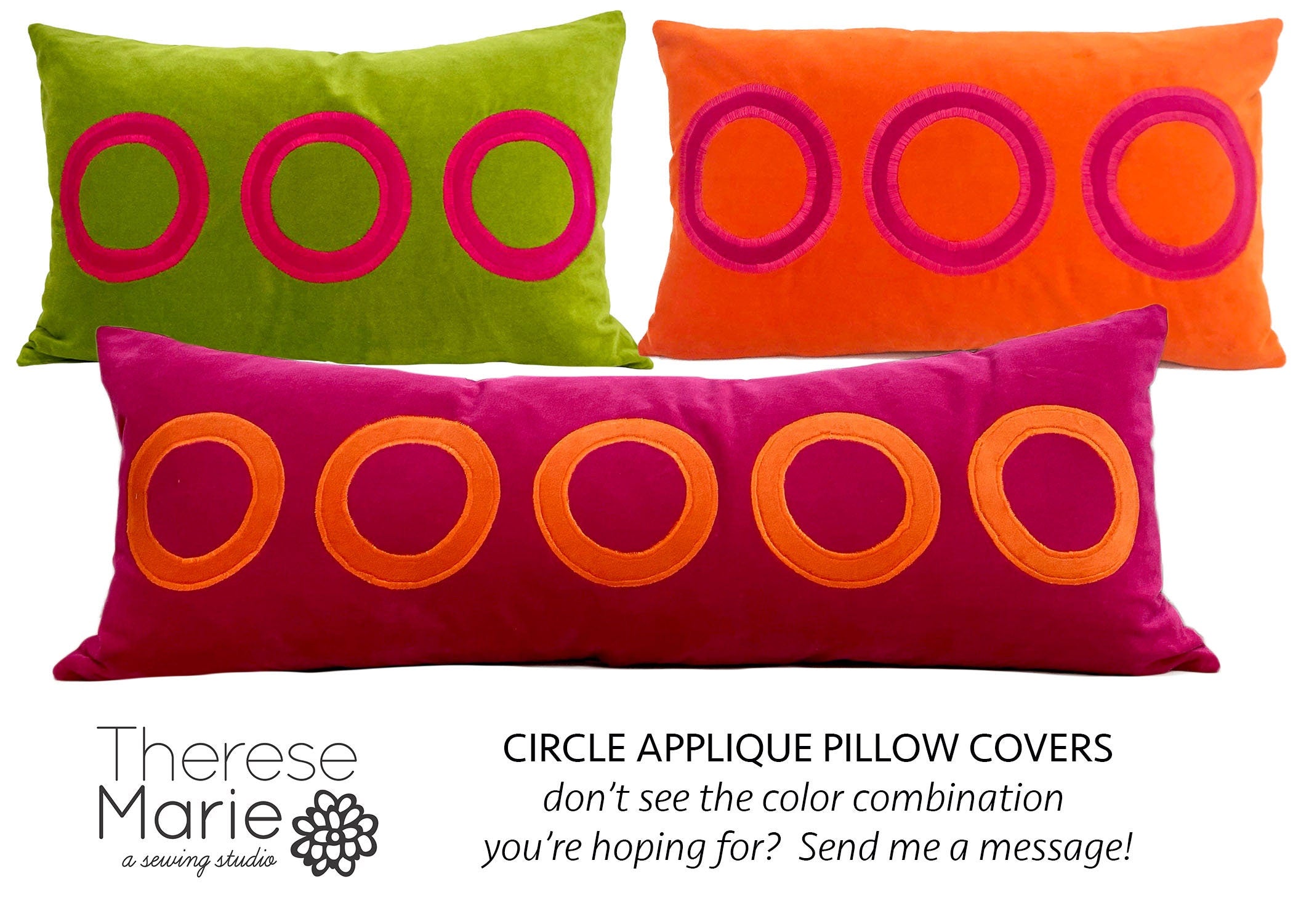 Orange and Fuchsia Circle Pillow Cover