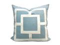 Aqua Mist Pillow Cover with Off White Appliqué