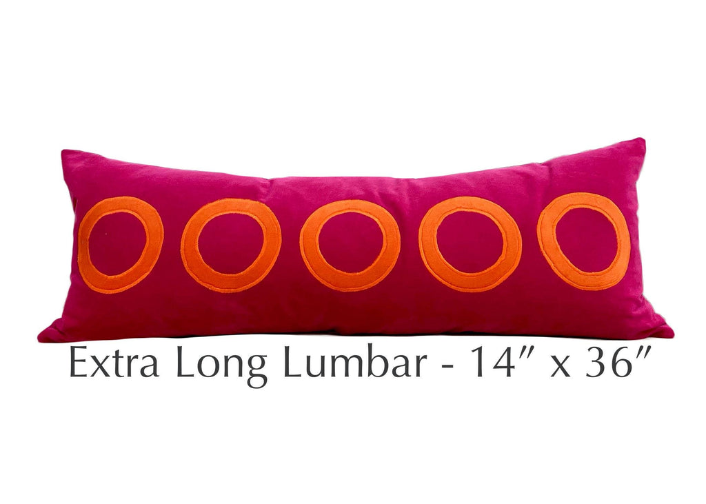 Fuchsia and Orange Circle Appliqué Pillow Cover