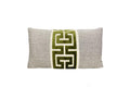 Oatmeal Linen Lumbar Pillow Cover with Large Greek Key Trim - SELECT TRIM COLOR