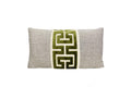 Oatmeal Linen Lumbar Pillow Cover with Large Greek Key Trim - SELECT TRIM COLOR