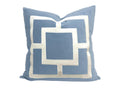 Light Blue Pillow Cover with Off White Appliqué