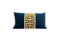 Navy Blue Velvet Lumbar Pillow Cover with Large GOLD Greek Key Trim