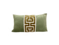 Sage Green Velvet Lumbar Pillow Cover with Large GOLD Greek Key Trim