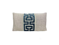 Oatmeal Linen Lumbar Pillow Cover with Large Greek Key Trim - SELECT TRIM COLOR
