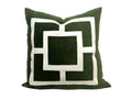 Moss Green Pillow Cover with Off White Appliqué