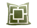 Sage Green Pillow Cover with Off White Appliqué