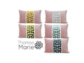 Light Pink Velvet Lumbar Pillow Cover with Large Greek Key Trim - SELECT TRIM COLOR