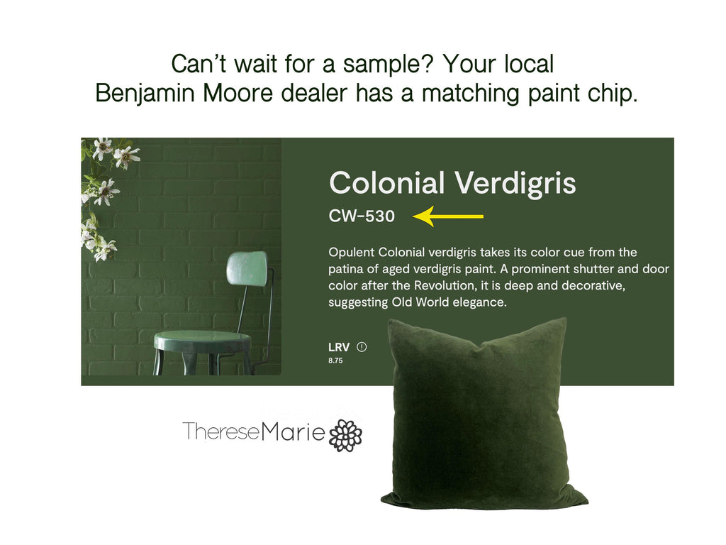 Moss Green Pillow Cover with Off White Appliqué