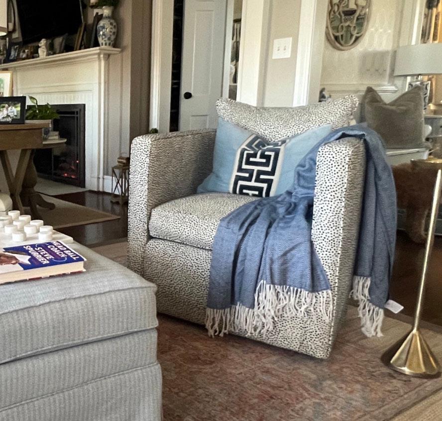Aqua Mist Velvet Lumbar Pillow Cover with Large Navy Greek Key Trim