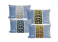 Light Blue Velvet Pillow Cover with Large Greek Key Trim - SELECT TRIM COLOR
