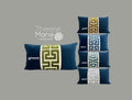 Navy Blue Velvet Lumbar Pillow Cover with Large Greek Key Trim - SELECT TRIM COLOR