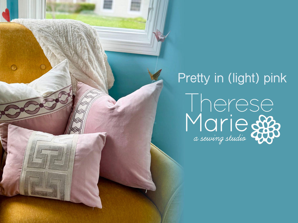 Off White Pillow Cover with Light Pink Appliqué