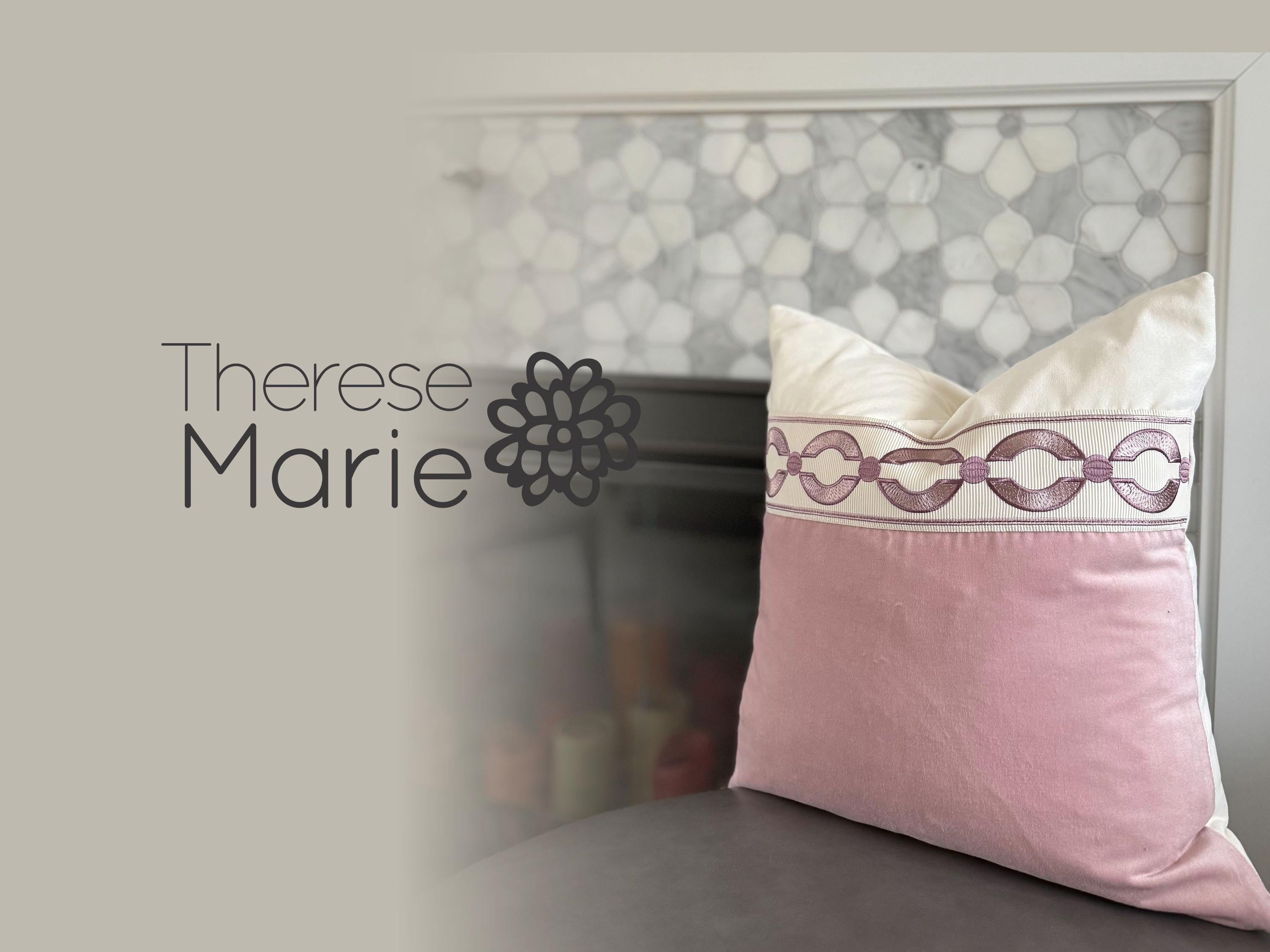Off White Pillow Cover with Light Pink Appliqué