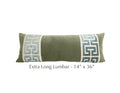 Sage Velvet Lumbar Pillow Cover with Large MIST Greek Key