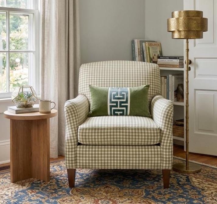 Sage Green Velvet Lumbar Pillow Cover with Large MIST Greek Key Trim