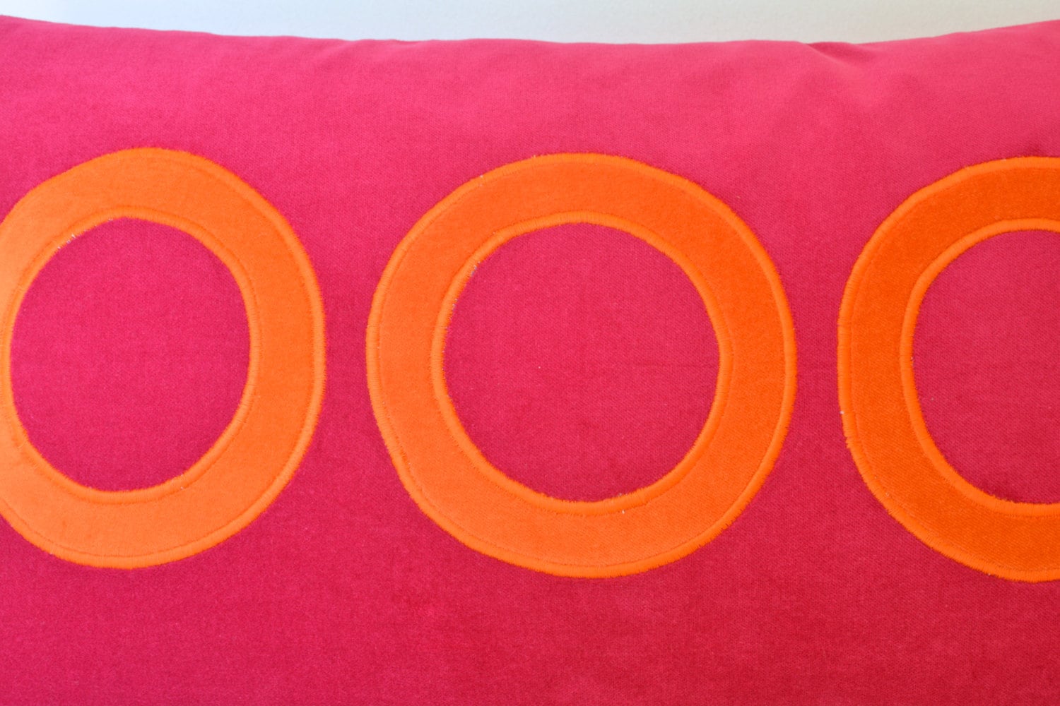 Fuchsia and Orange Circle Appliqué Pillow Cover